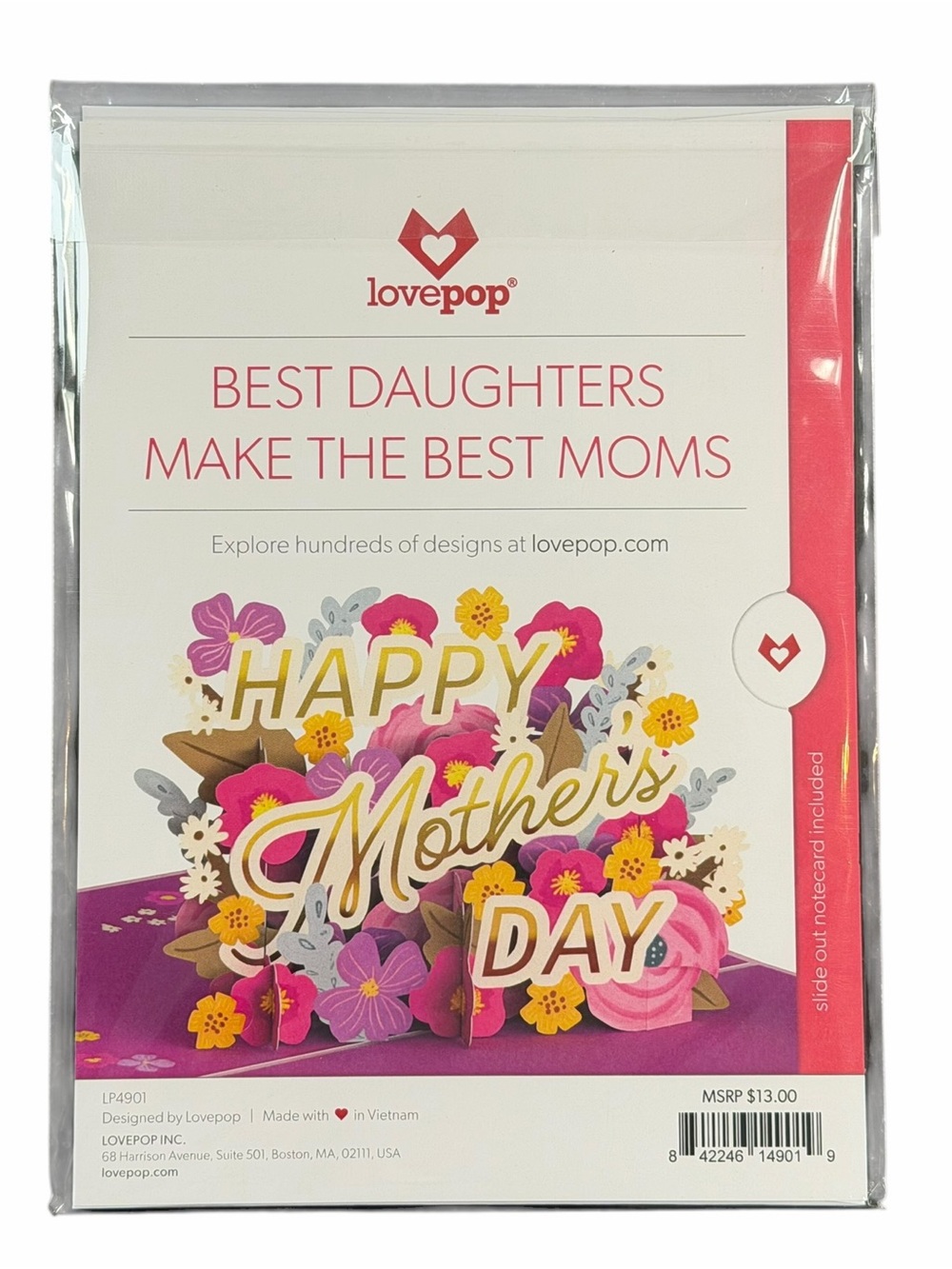 Love Happy Mother's Day Card - Pink, Yellow & Purple Floral